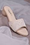 Shop_AROUND ALWAYS_Ivory Pearl Kloe And Cutdana Embroidered Heels _Online_at_Aza_Fashions