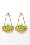 Shop_Bauble Bazaar_Green Pearls, Embroidery Tassel Bali Drop Earrings _at_Aza_Fashions