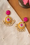 BAUBLE BAZAAR_Yellow Thread Sunflower Embroidered Drop Earrings _Online_at_Aza_Fashions