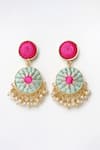 Buy_BAUBLE BAZAAR_White Thread Blossom Embroidered Drop Earrings _at_Aza_Fashions