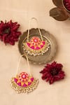 Buy_BAUBLE BAZAAR_Yellow Thread Embroidered Tassel Bali Drop Earrings _at_Aza_Fashions