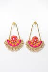 Shop_BAUBLE BAZAAR_Yellow Thread Embroidered Tassel Bali Drop Earrings _at_Aza_Fashions