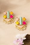 Buy_BAUBLE BAZAAR_Multi Color Thread Aurora Bliss Embroidered Geometric Earrings _at_Aza_Fashions