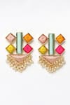 Shop_BAUBLE BAZAAR_Multi Color Thread Aurora Bliss Embroidered Geometric Earrings _at_Aza_Fashions