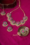 Buy_BAUBLE BAZAAR_Multi Color Silk Thread Olive Sage Necklace Set _at_Aza_Fashions