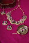 BAUBLE BAZAAR_Multi Color Silk Thread Olive Sage Necklace Set _Online_at_Aza_Fashions