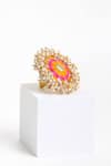 Shop_BAUBLE BAZAAR_Multi Color Silk Thread Sun Flower Ring _at_Aza_Fashions