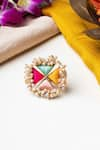 Buy_BAUBLE BAZAAR_Multi Color Silk Thread Starlit Lotus Ring _at_Aza_Fashions