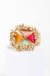 Shop_BAUBLE BAZAAR_Multi Color Silk Thread Starlit Lotus Ring _at_Aza_Fashions