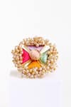 Shop_BAUBLE BAZAAR_Multi Color Silk Thread Sunrise Lily Ring _at_Aza_Fashions