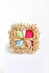 Shop_BAUBLE BAZAAR_Multi Color Silk Thread Opal Flower Ring _at_Aza_Fashions