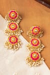 Buy_BAUBLE BAZAAR_Pink Zari Mystic 3 Tier Circular Dangler Earrings _at_Aza_Fashions