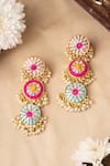 Buy_BAUBLE BAZAAR_Multi Color Zari 3 Tier Circular Dangler Earrings _at_Aza_Fashions