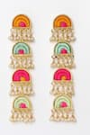 Shop_BAUBLE BAZAAR_Multi Color Zari Mystic 4 Tier Semicircular Dangler Earrings _at_Aza_Fashions