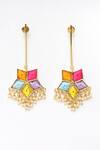 Shop_BAUBLE BAZAAR_Multi Color Thread Neon Lily Geometrical Dangler Earrings _at_Aza_Fashions