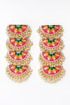 Shop_BAUBLE BAZAAR_Multi Color Thread Four Tier Semicircular Earrings _at_Aza_Fashions