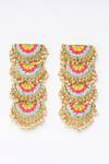 Shop_BAUBLE BAZAAR_Blue Thread Four Tier Semicircular Motif Earrings _at_Aza_Fashions