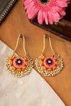 Buy_BAUBLE BAZAAR_Yellow Thread Circular Embroidered Earrings _at_Aza_Fashions