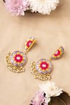 Buy_BAUBLE BAZAAR_Purple Thread Two Tier Zari Crescent Drop Earrings _at_Aza_Fashions