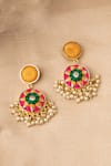 Buy_BAUBLE BAZAAR_Pink Thread Two Tier Circular Drop Earrings _at_Aza_Fashions