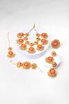 Buy_BAUBLE BAZAAR_Yellow Thread Plumeria Double Layered Circular Motif Necklace Set _at_Aza_Fashions