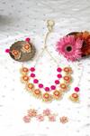 Buy_BAUBLE BAZAAR_Yellow Thread Sunflower Circular Layered Necklace Set _at_Aza_Fashions