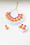 Shop_BAUBLE BAZAAR_Yellow Thread Sunflower Circular Layered Necklace Set _at_Aza_Fashions