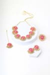 Shop_BAUBLE BAZAAR_Yellow Thread Orchid Circular Motif Necklace Set _at_Aza_Fashions