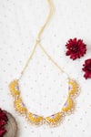 Buy_BAUBLE BAZAAR_Yellow Thread Crescent Sunflower Semi Circular Motif Necklace _at_Aza_Fashions