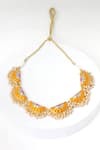 Shop_BAUBLE BAZAAR_Yellow Thread Crescent Sunflower Semi Circular Motif Necklace _at_Aza_Fashions