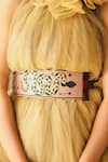 Krutiarts_Beige Thread Twister Snake Embroidered Belt _Online_at_Aza_Fashions