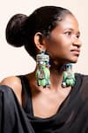 Buy_KrutiArts_Green Bead Lavara Embellished Thread Tassel Earrings _at_Aza_Fashions