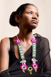 Buy_KrutiArts_Blue Bead Gammat Parrot Embroidered Tassel Necklace _at_Aza_Fashions