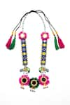 Shop_KrutiArts_Blue Bead Gammat Parrot Embroidered Tassel Necklace _at_Aza_Fashions