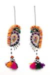 Shop_KrutiArts_Black Bead Harakhpadudi Embroidered Parrot Earrings _at_Aza_Fashions