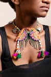 KrutiArts_Black Bead Vaydo Embroidered Parrot Tassel Choker _Online_at_Aza_Fashions