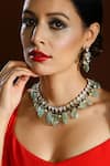 Buy_Ruby Raang_Green Kundan Embellished Choker Set _at_Aza_Fashions