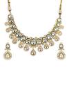 Ruby Raang_Gold Plated Kundan Maharani Choker With Earrings _Online_at_Aza_Fashions