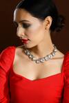 Buy_Ruby Raang_Silver Plated Stone Dual Embellished Choker _at_Aza_Fashions