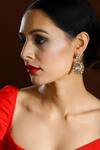 Buy_Ruby Raang_Gold Plated Stone Carved Embellished Earrings _at_Aza_Fashions