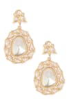 Ruby Raang_Gold Plated Stone Carved Embellished Earrings _Online_at_Aza_Fashions