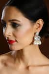 Buy_Ruby Raang_Silver Plated Kundan Pearl Drop Earrings _at_Aza_Fashions