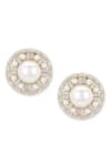 Ruby Raang_Gold Plated Pearl Embellished Studs _Online_at_Aza_Fashions