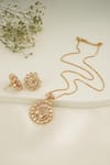 Shop_Smars Jewelry_Gold Plated Kundan Studded Swirl Pendant Necklace Set _at_Aza_Fashions