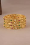 Shop_Smars Jewelry_Gold Plated Stone Studded Jaali Bangles-Set of 4 _at_Aza_Fashions