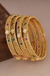 Smars Jewelry_Gold Plated Stone Studded Jaali Bangles-Set of 4 _Online_at_Aza_Fashions