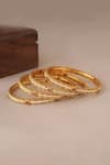 Smars Jewelry_Gold Plated Pearl Embellished Scalloped Bangles-Set of 4 _Online_at_Aza_Fashions