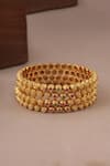 Smars Jewelry_Gold Plated Synthetic Stone Studded Antique Bangles-Set of 4 _Online_at_Aza_Fashions