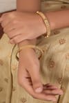 Buy_Smars Jewelry_Gold Plated Synthetic Stone Carved Geometric Bangles-Set of 2 _at_Aza_Fashions