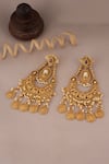 Shop_Smars Jewelry_Gold Plated Synthetic Stone Floral Carved Studded Chandbalis _at_Aza_Fashions